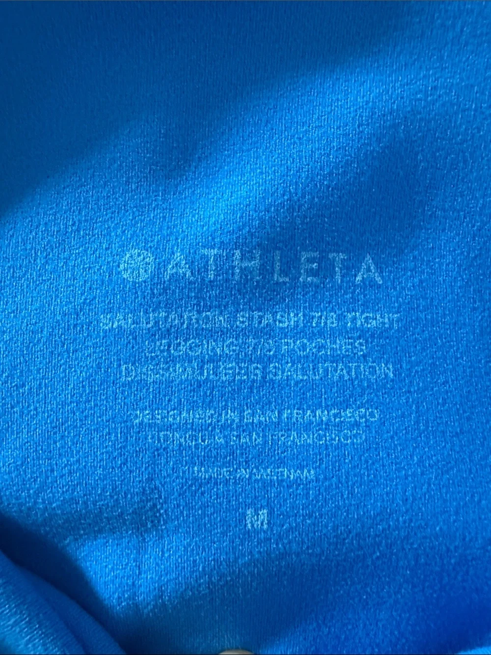 ATHLETA Bright Blue Salutation Stash 7/8 Tight with Side Pockets Size Medium